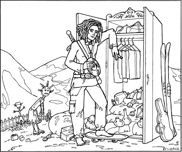A drawing of Quato and his closet.